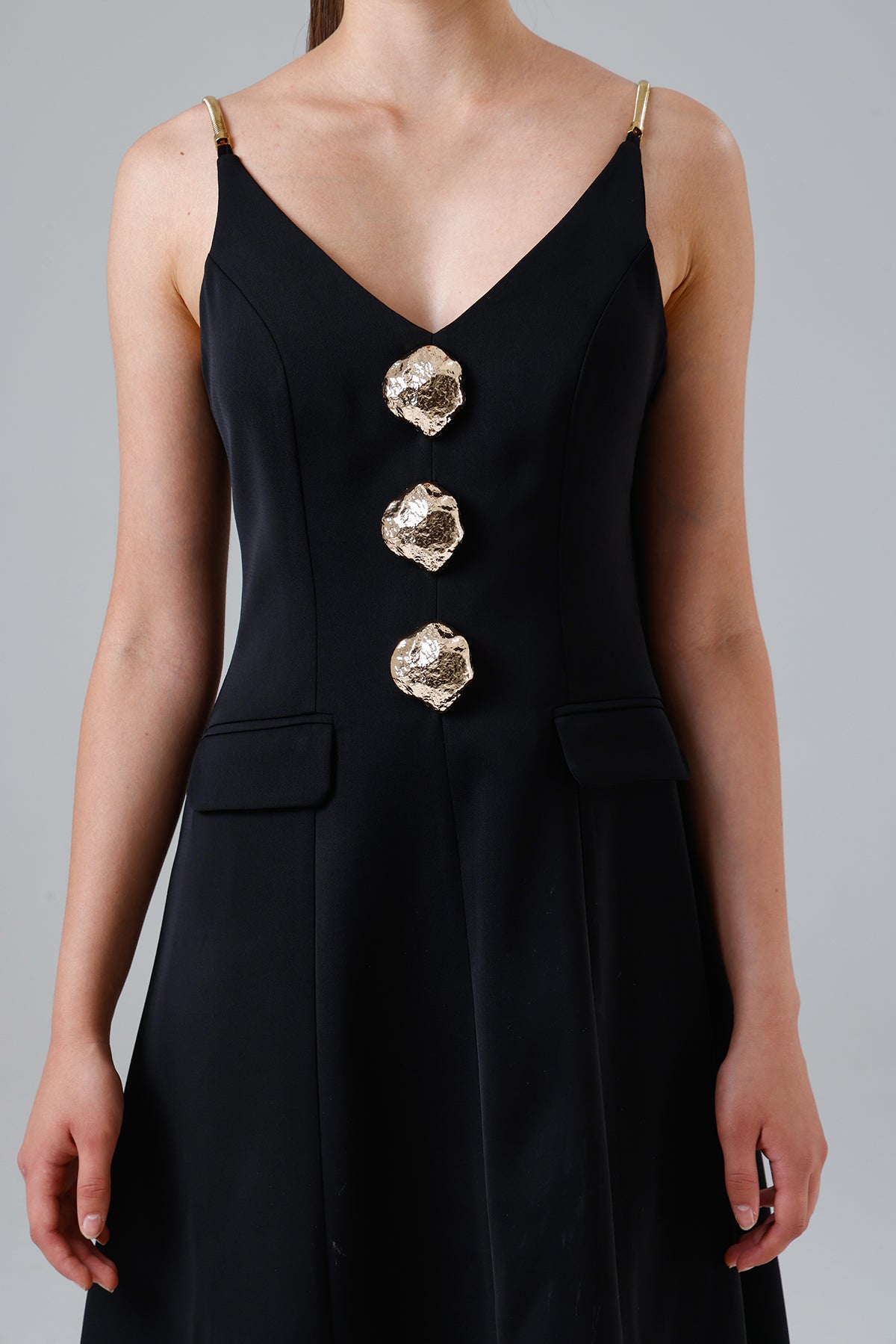 Golden Buttoned Dress