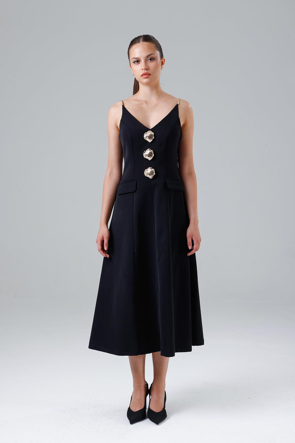 Golden Buttoned Dress