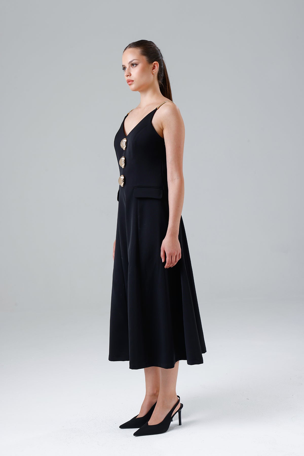 Golden Buttoned Dress