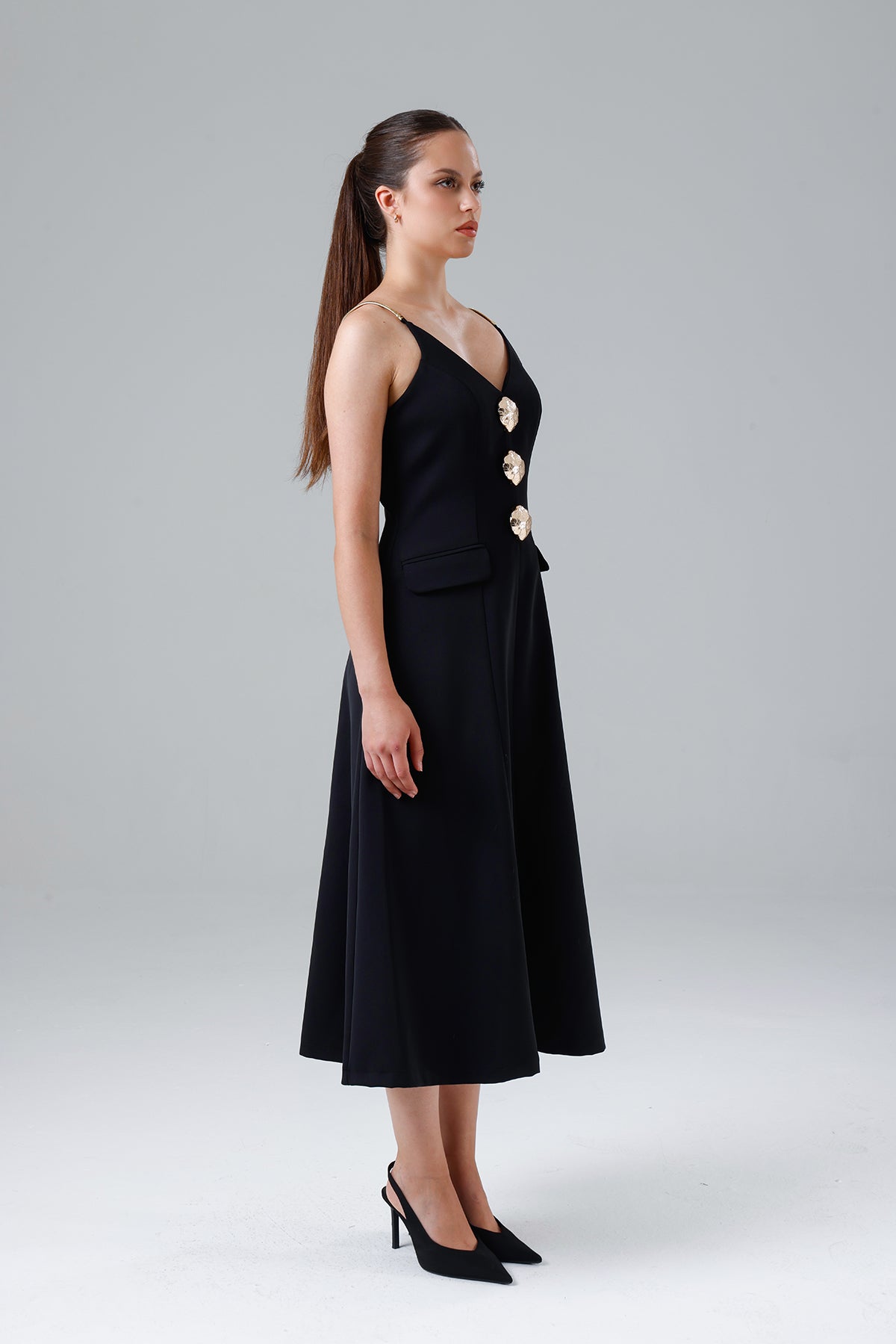 Golden Buttoned Dress
