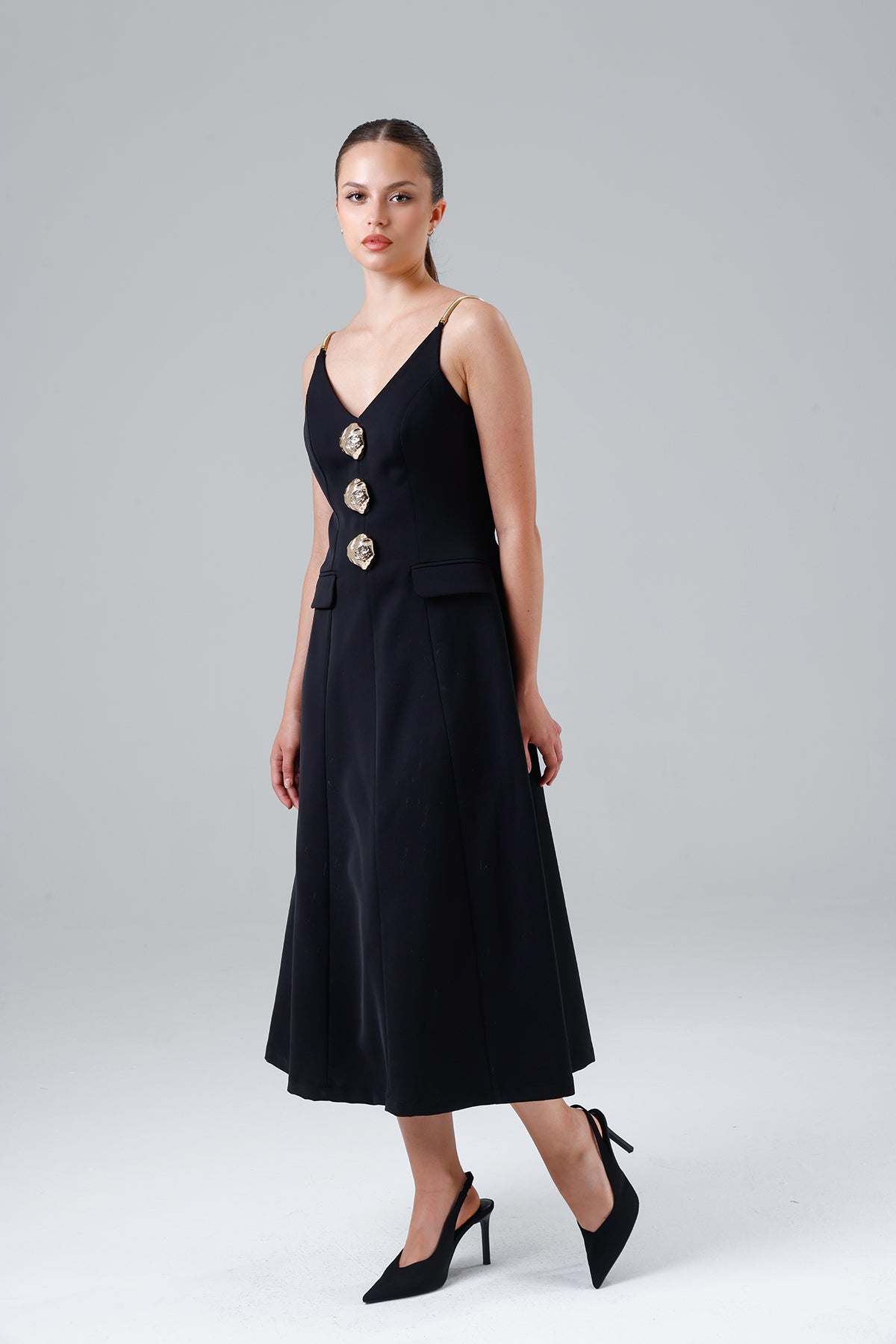 Golden Buttoned Dress