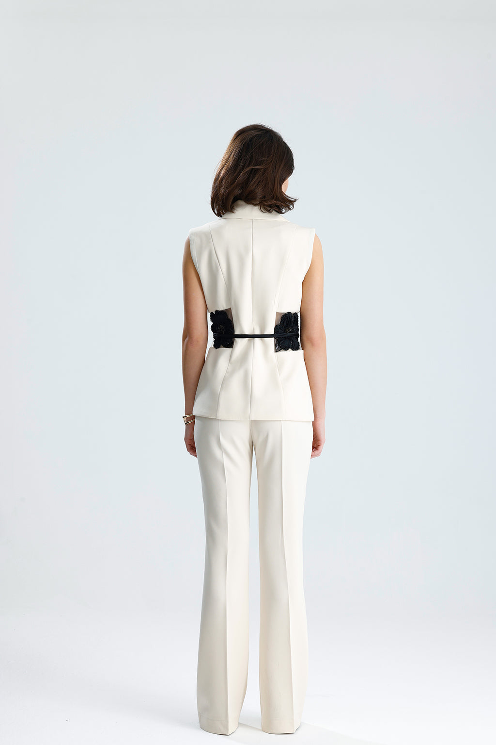 Ivory Embellished Tailored Vest Set