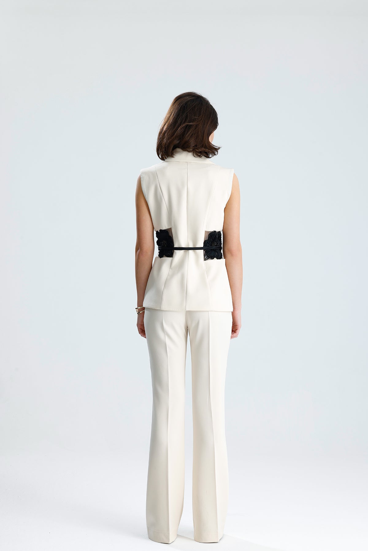 Ivory Embellished Tailored Vest Set