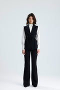 Black Embellished Tailored Vest Set