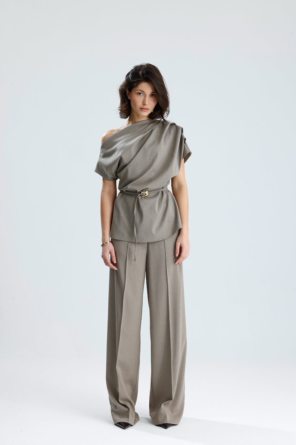 Draped One-Shoulder Blouse