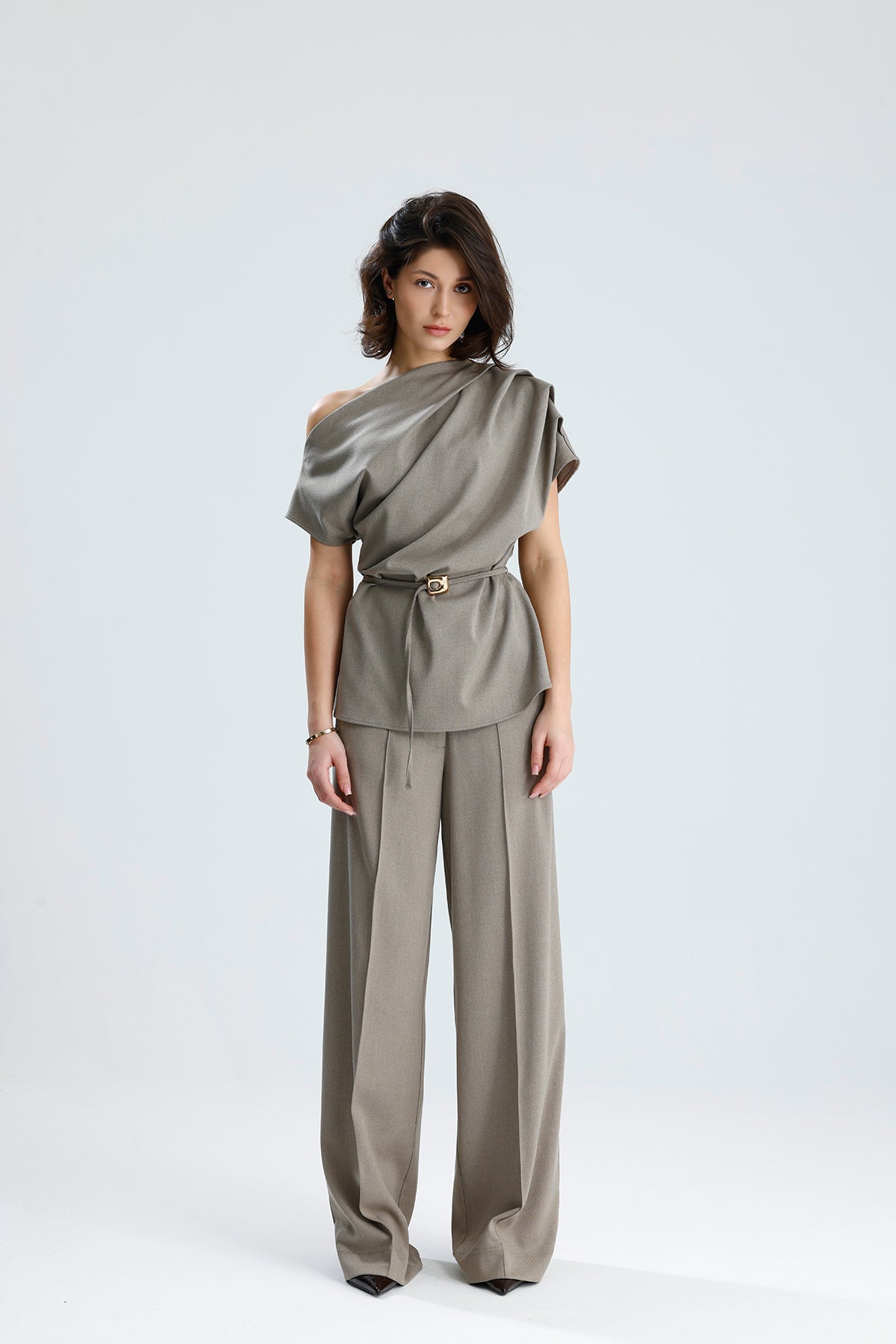 Draped One-Shoulder Blouse