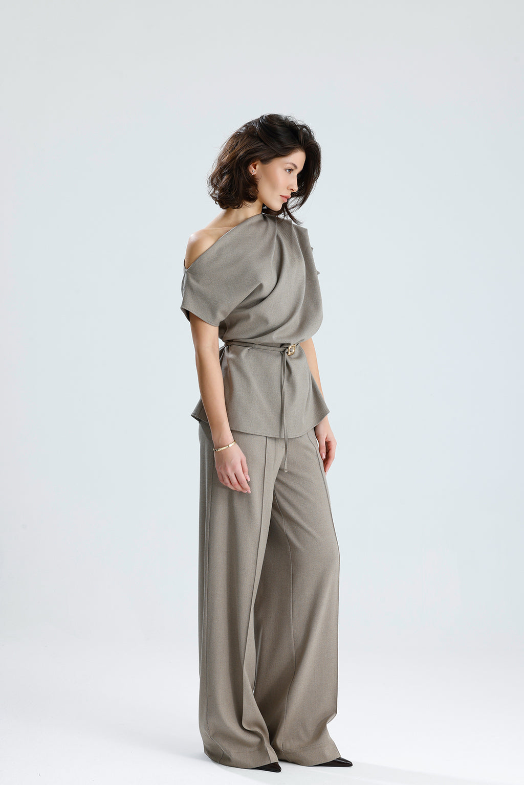 Draped One-Shoulder Blouse