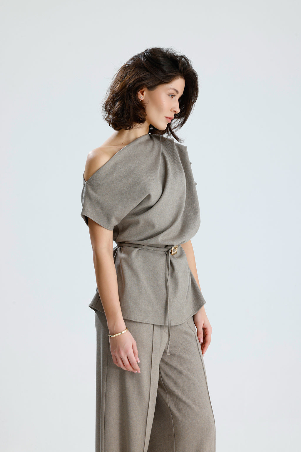 Draped One-Shoulder Blouse