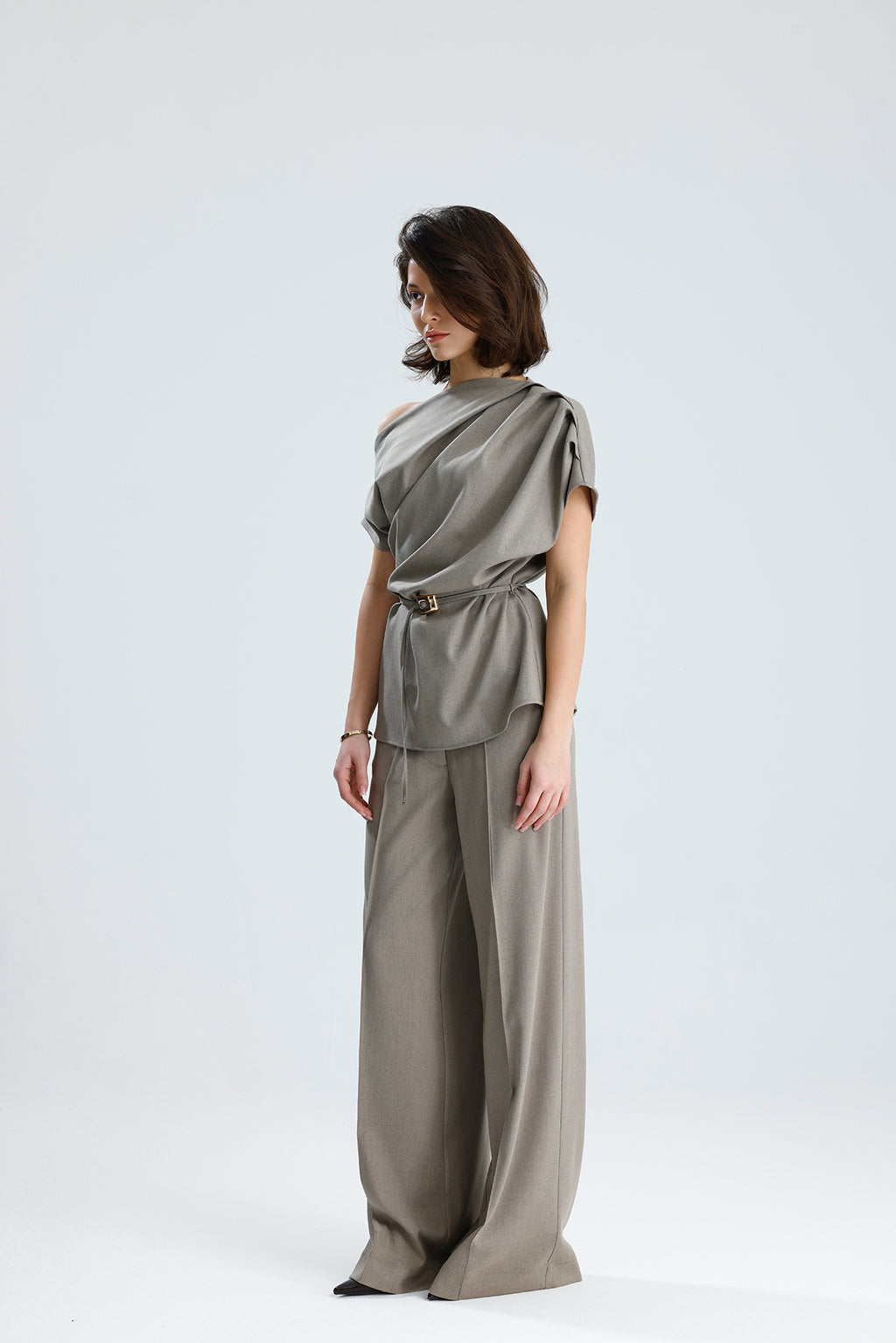 Draped One-Shoulder Blouse
