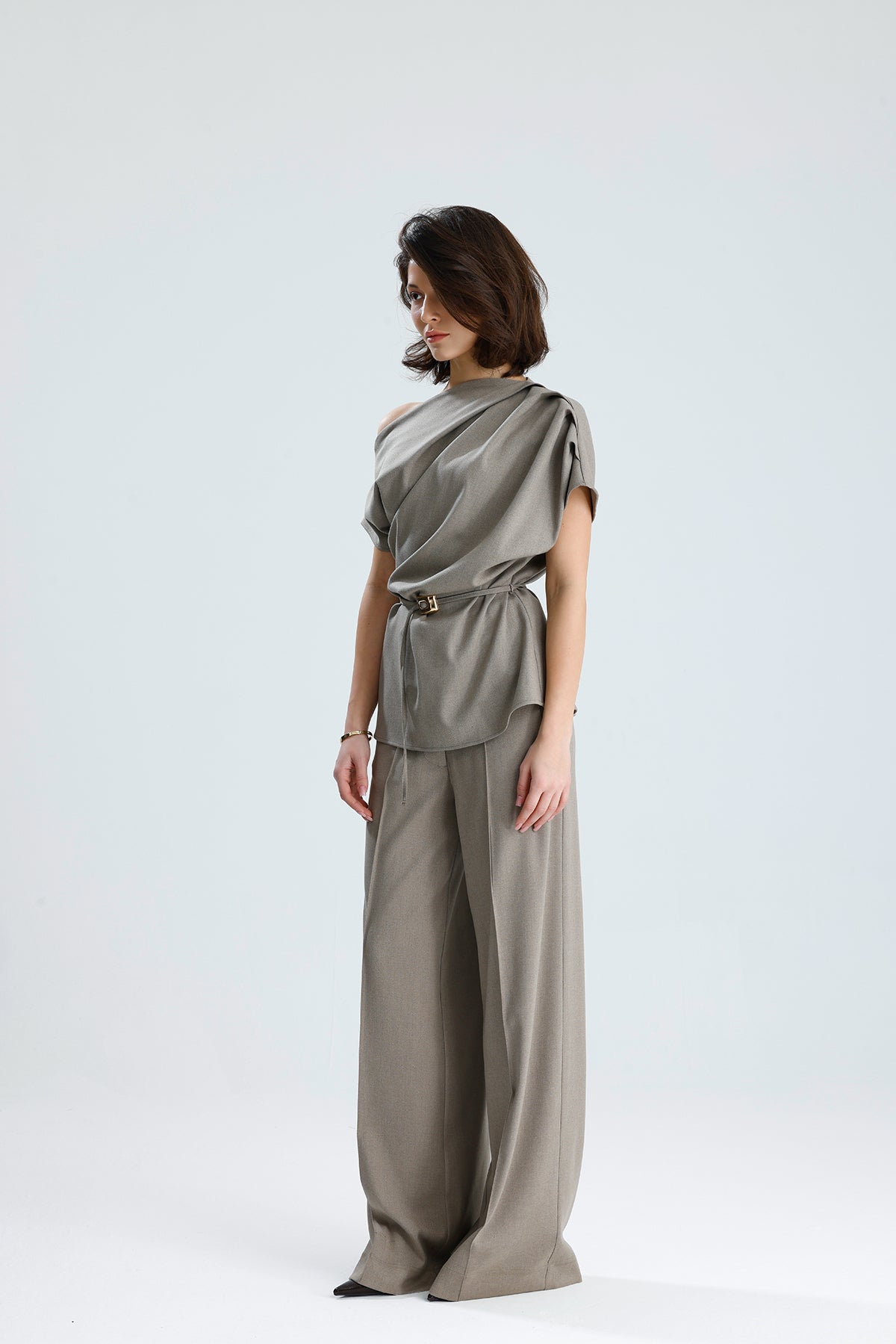 Draped One-Shoulder Blouse