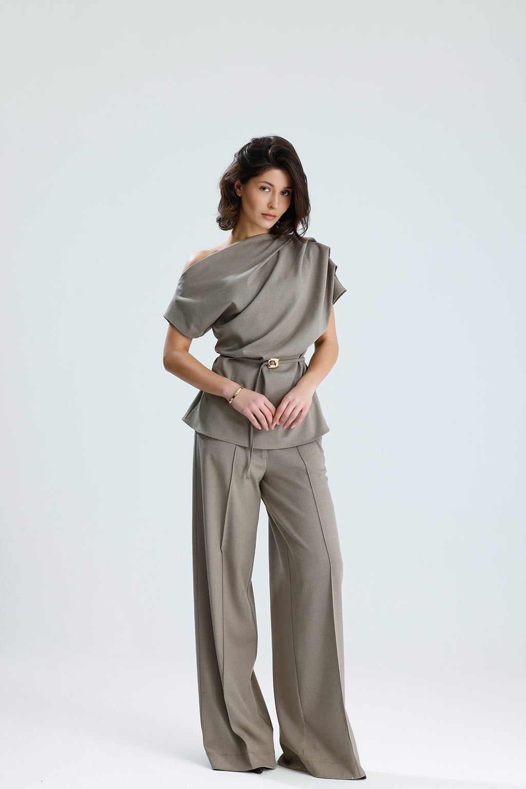 Draped One-Shoulder Blouse