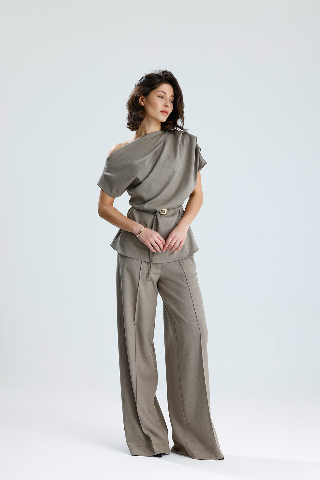 Draped One-Shoulder Blouse
