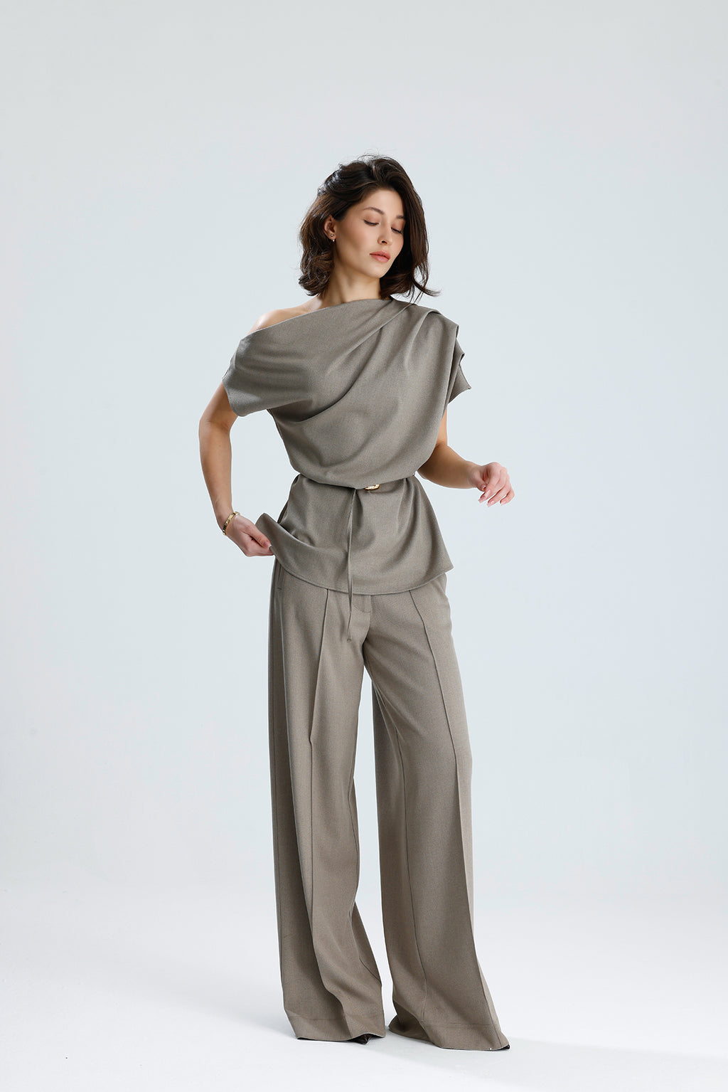 Draped One-Shoulder Blouse