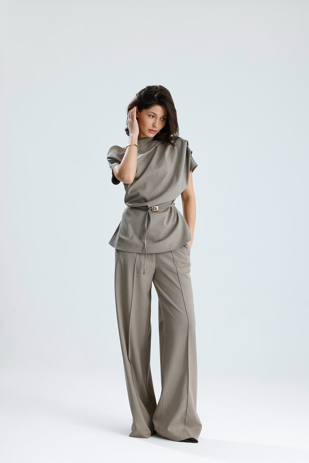 Draped One-Shoulder Blouse