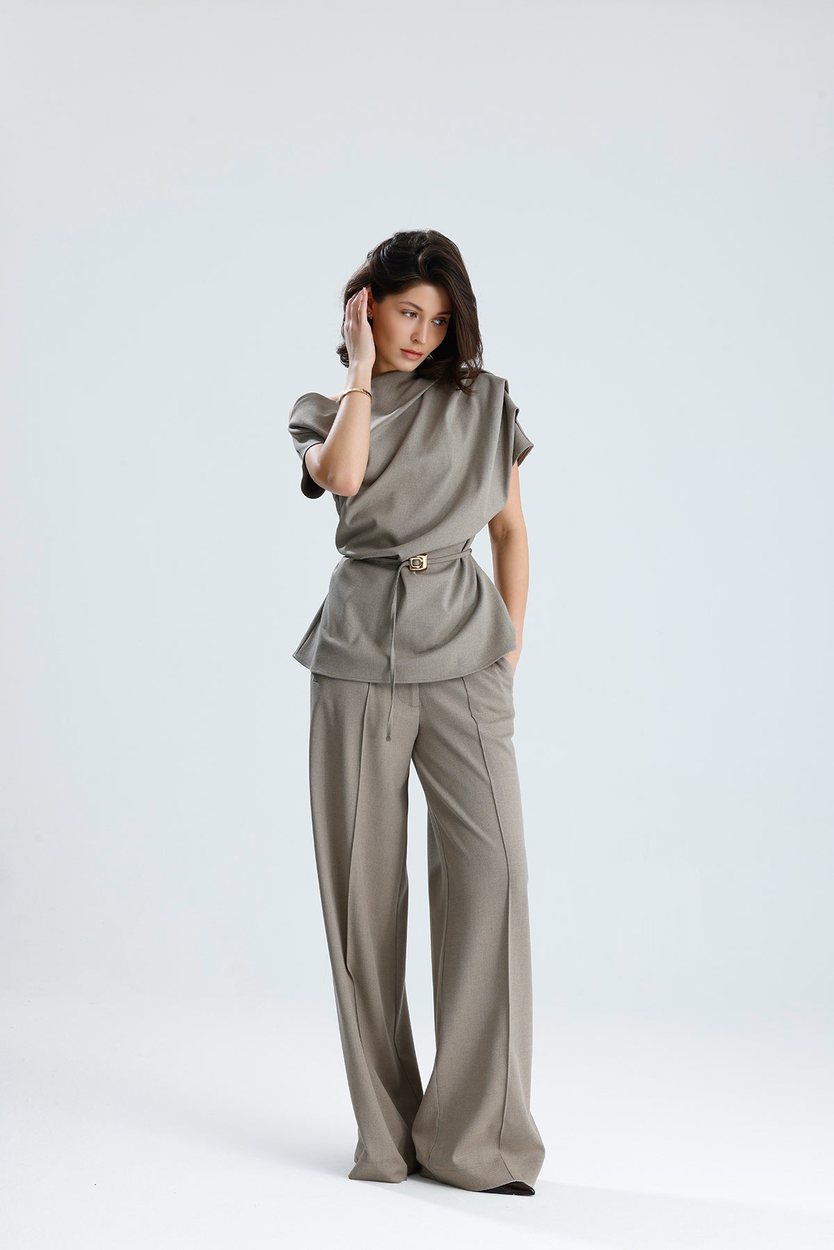 Draped One-Shoulder Blouse