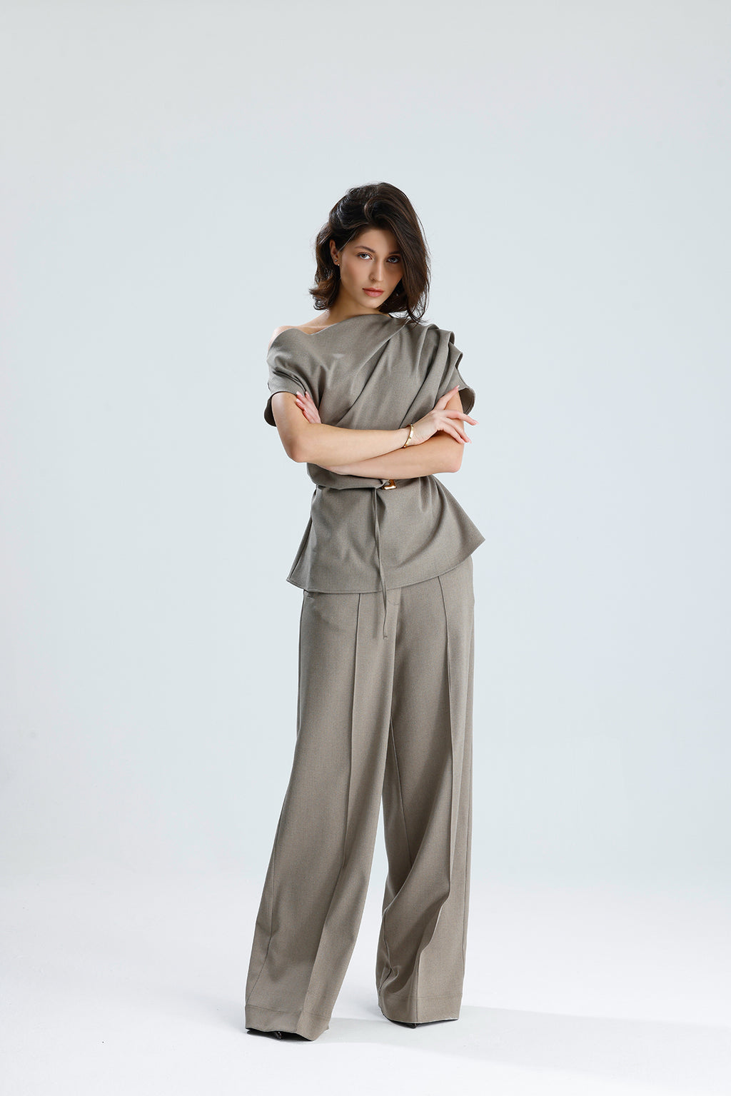 Draped One-Shoulder Blouse