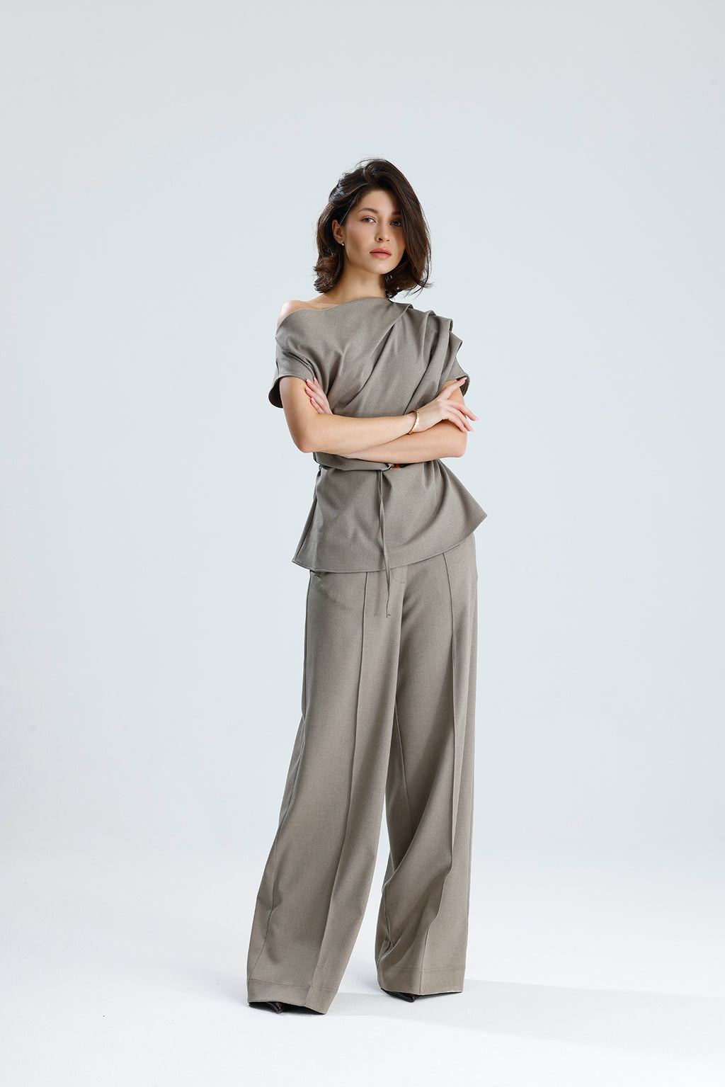 Draped One-Shoulder Blouse