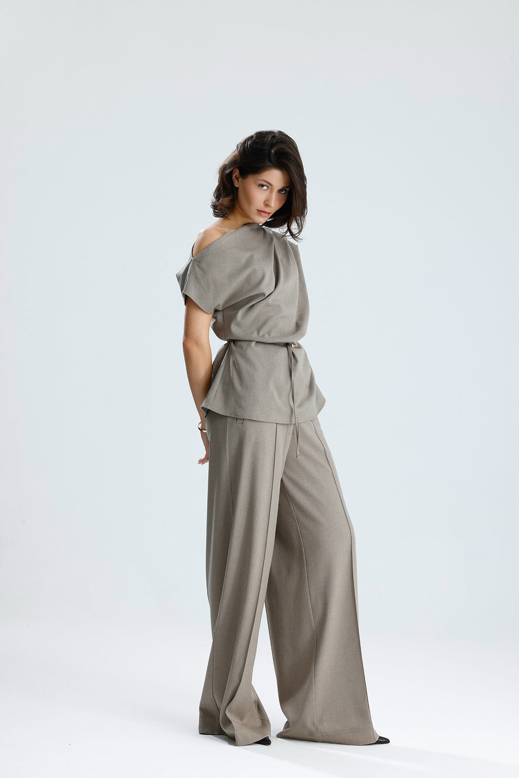 Draped One-Shoulder Blouse