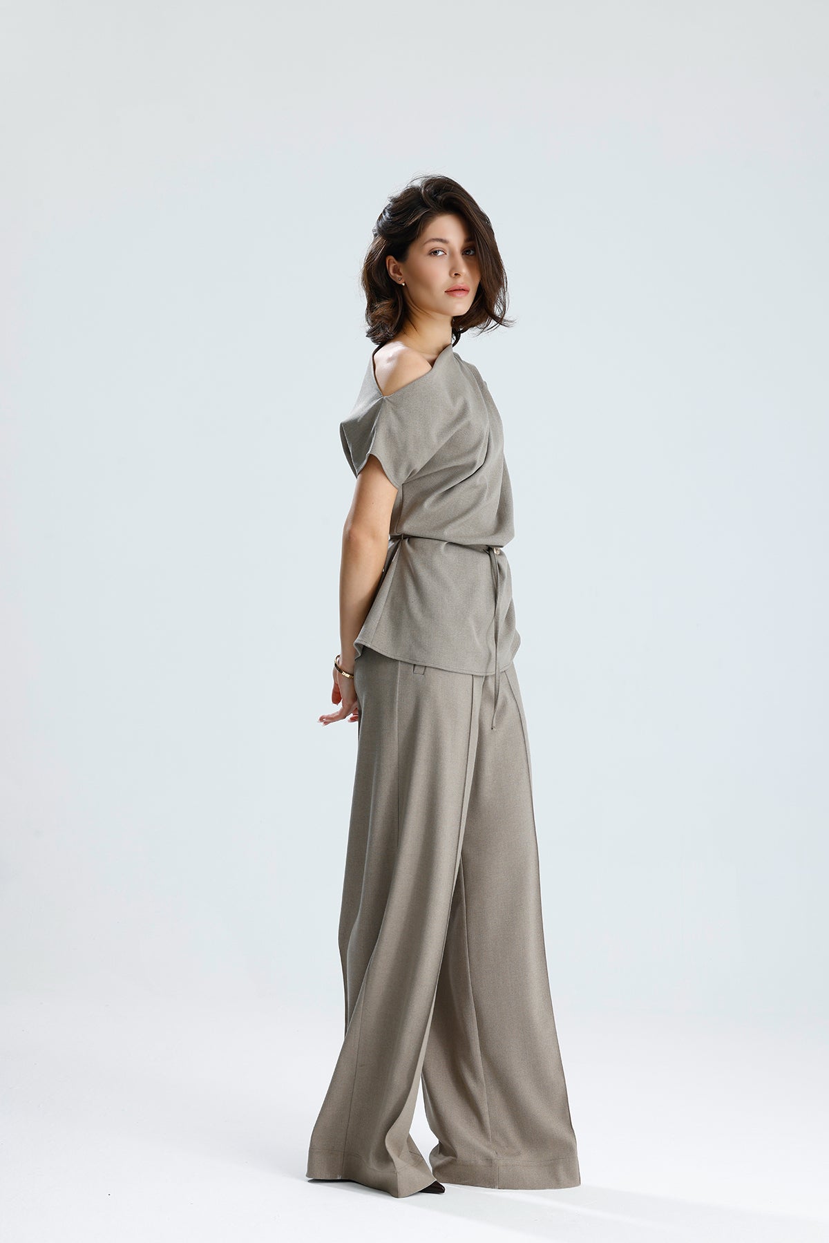 Draped One-Shoulder Blouse