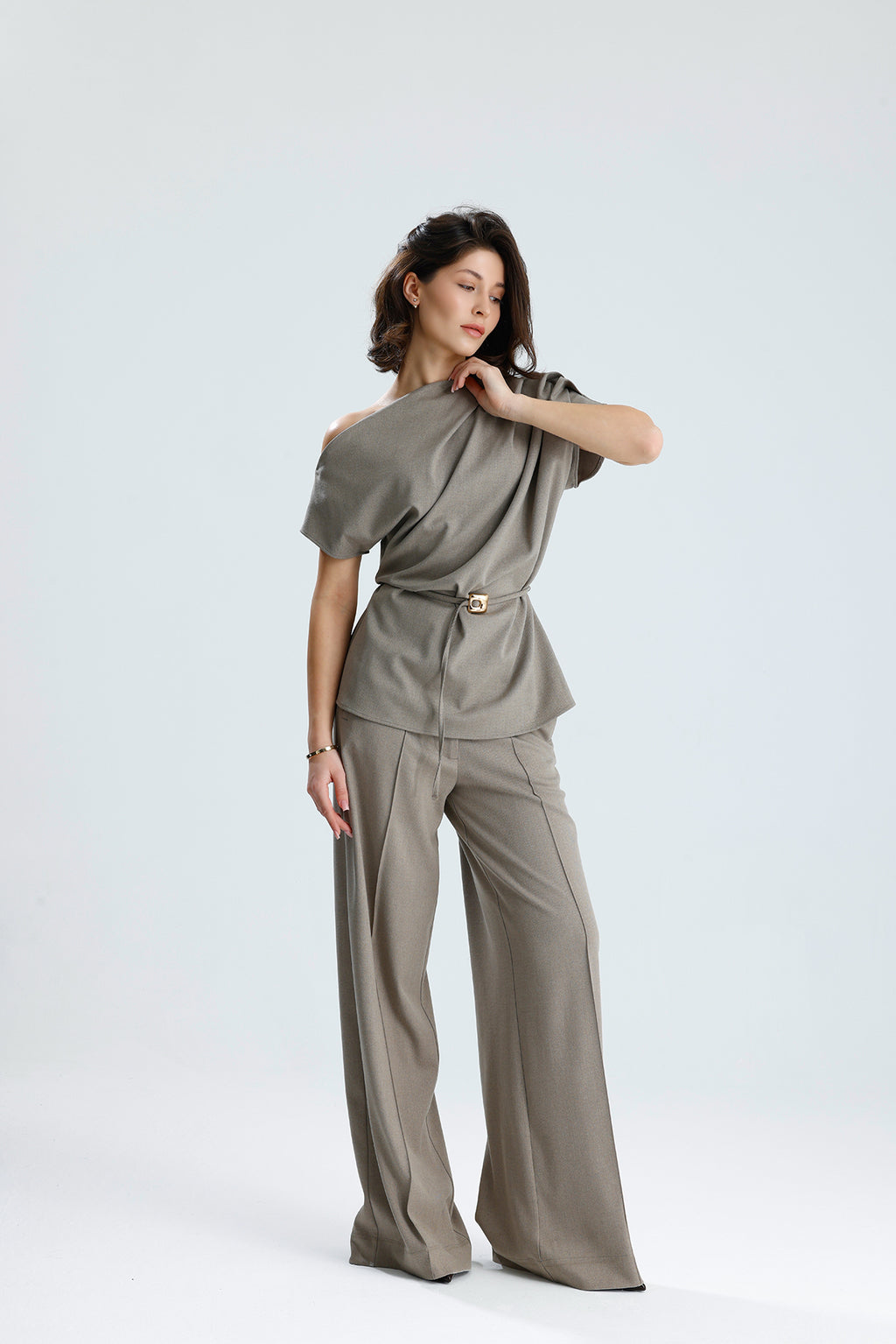 Draped One-Shoulder Blouse