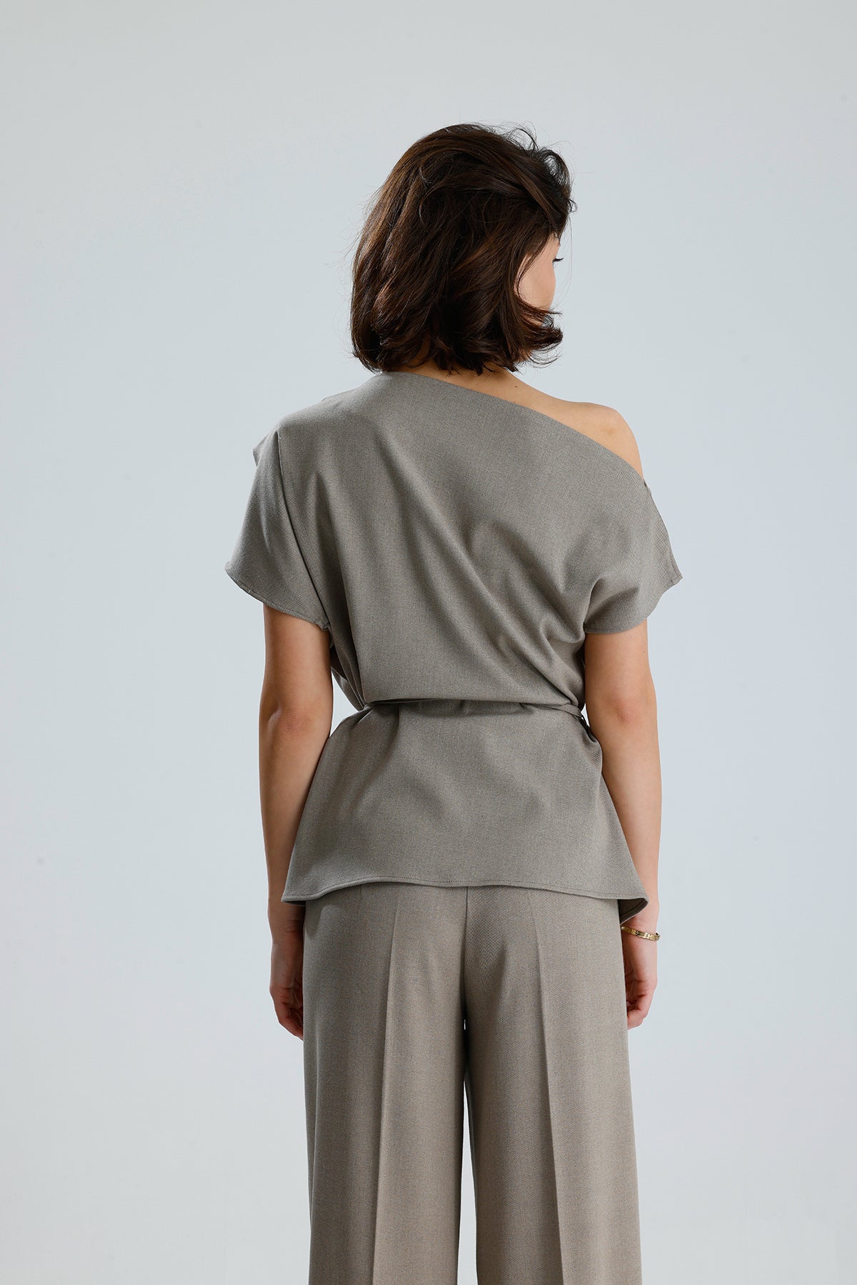 Draped One-Shoulder Blouse