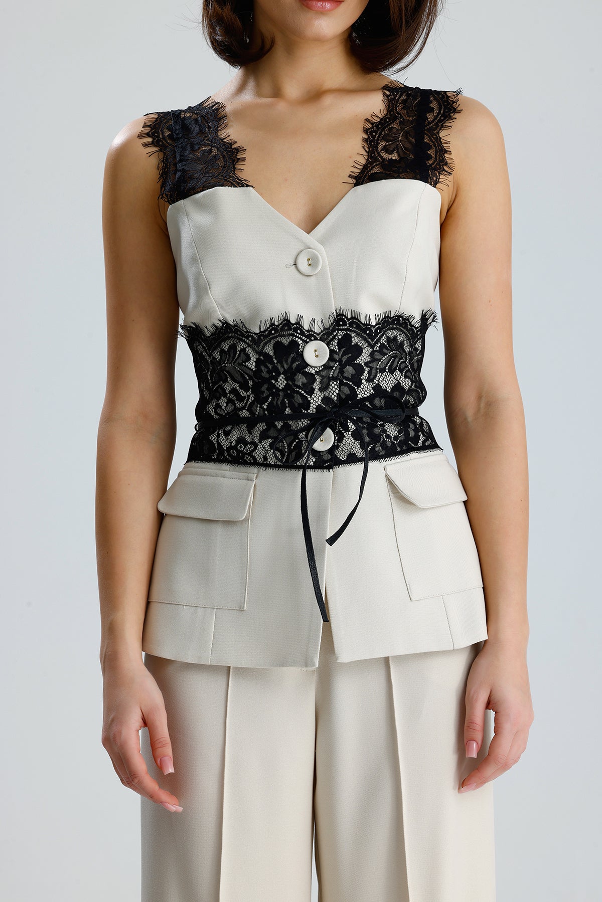 Lace Trim Utility Vest