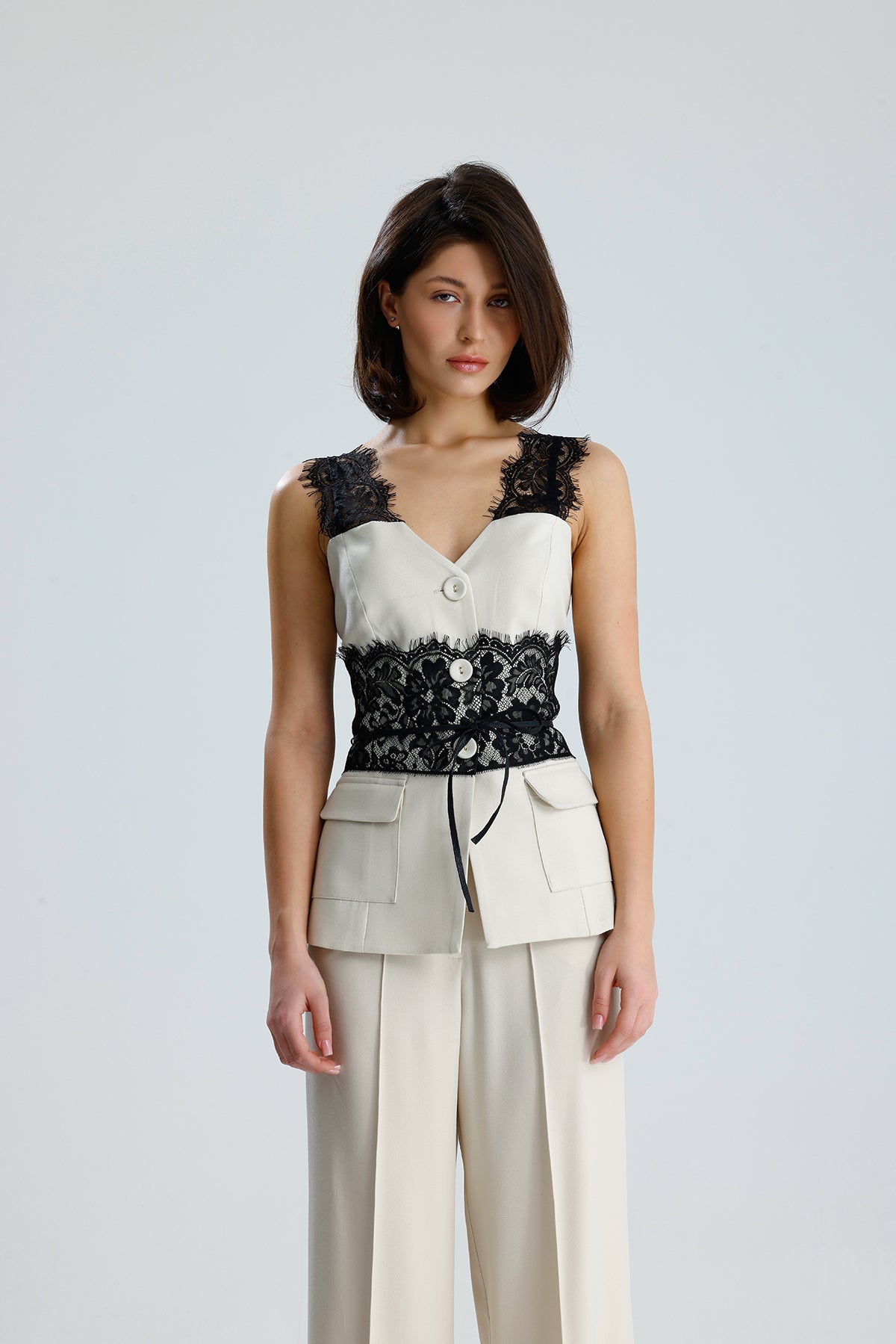 Lace Trim Utility Vest