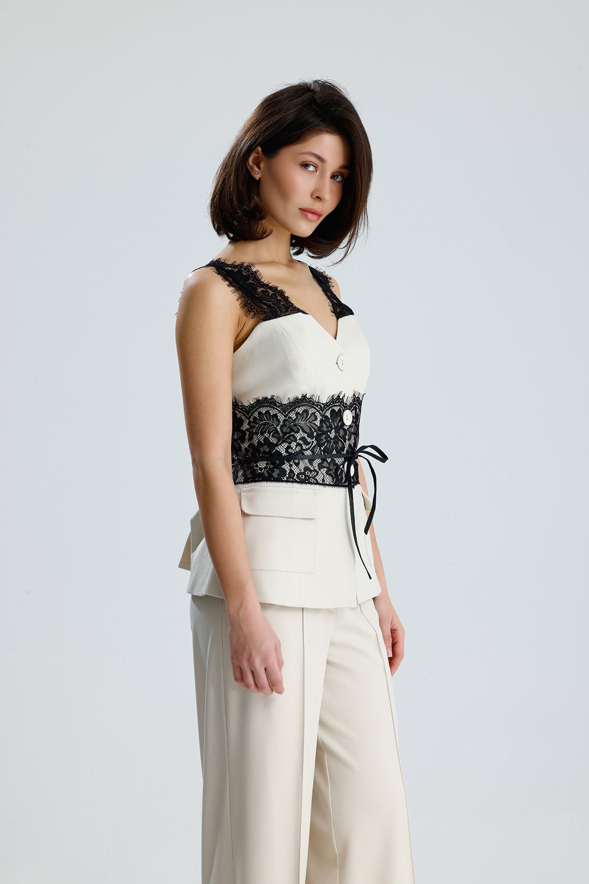 Lace Trim Utility Vest