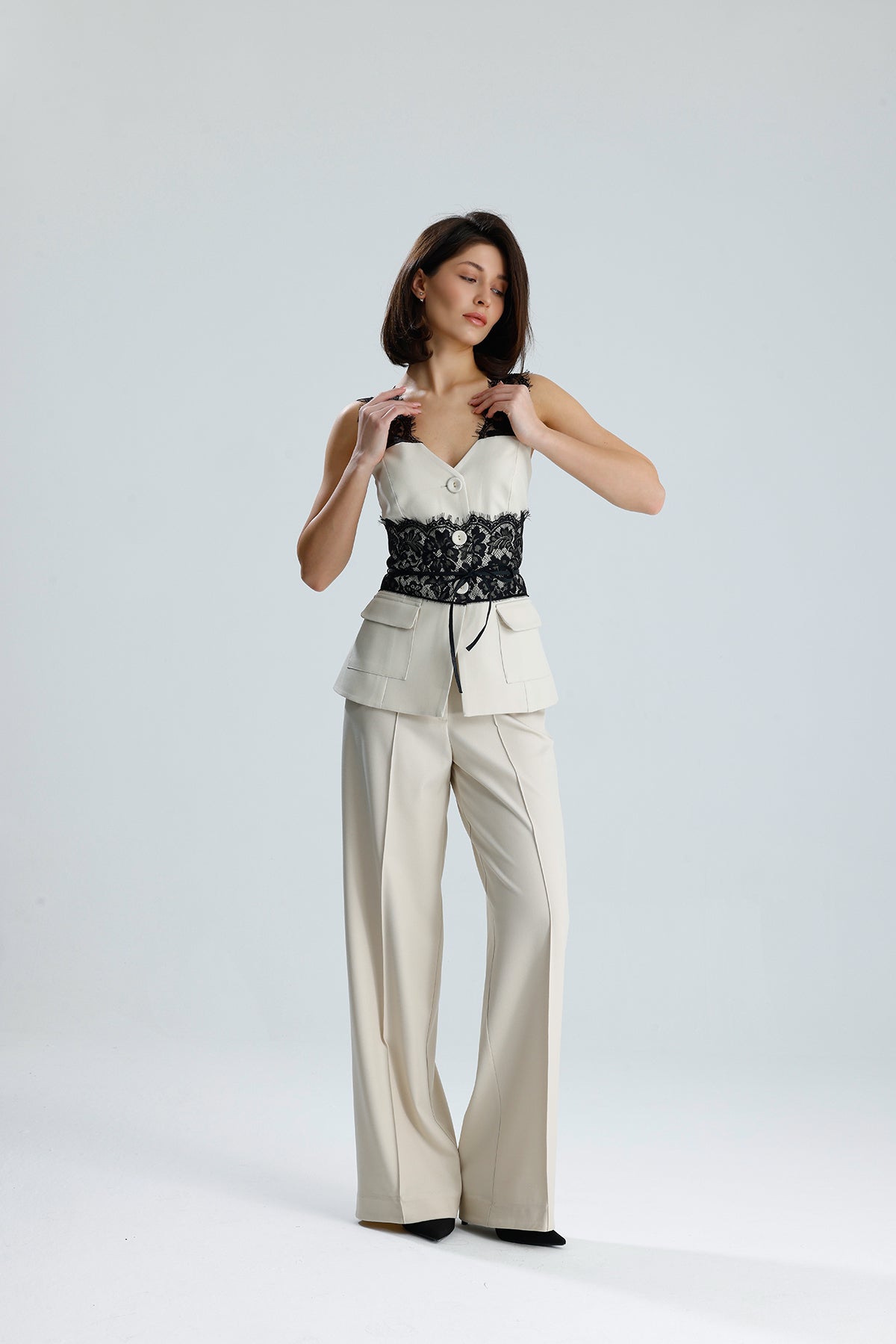 Lace Trim Utility Vest