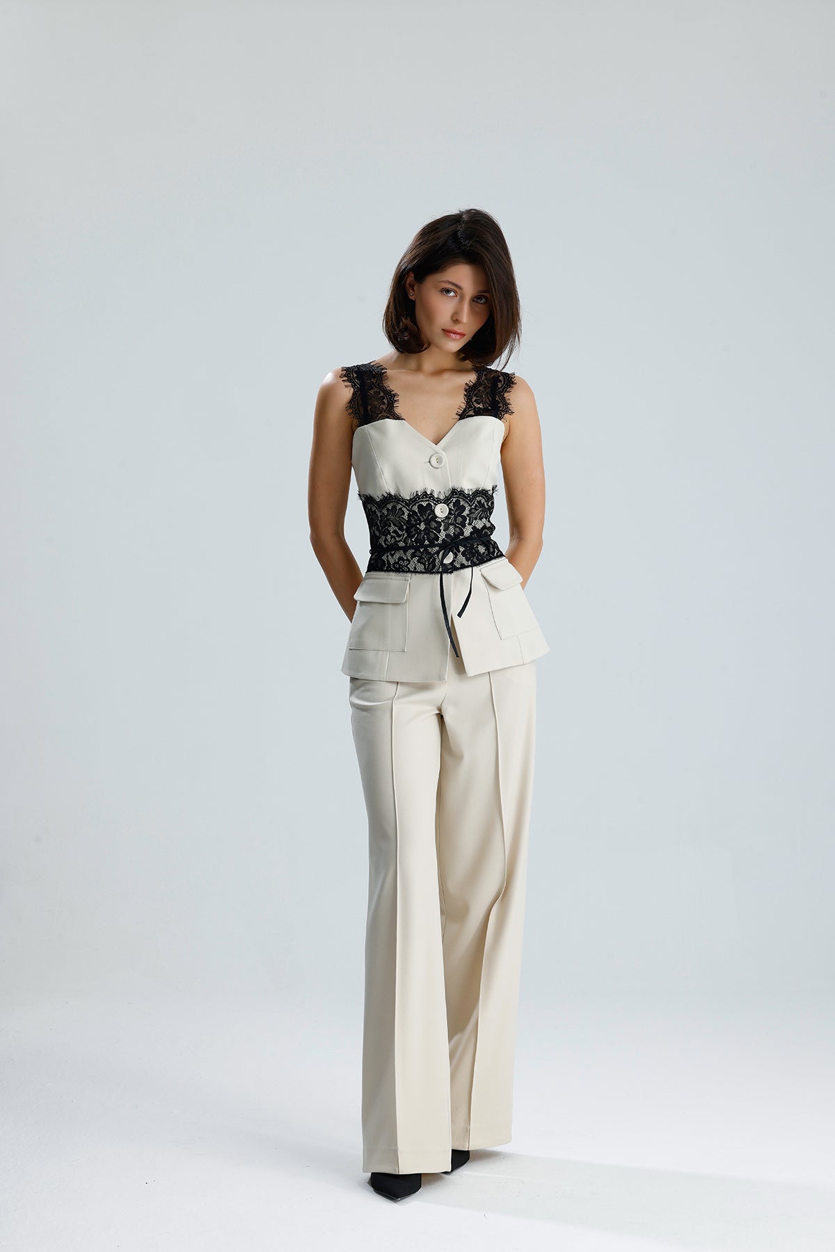 Lace Trim Utility Vest
