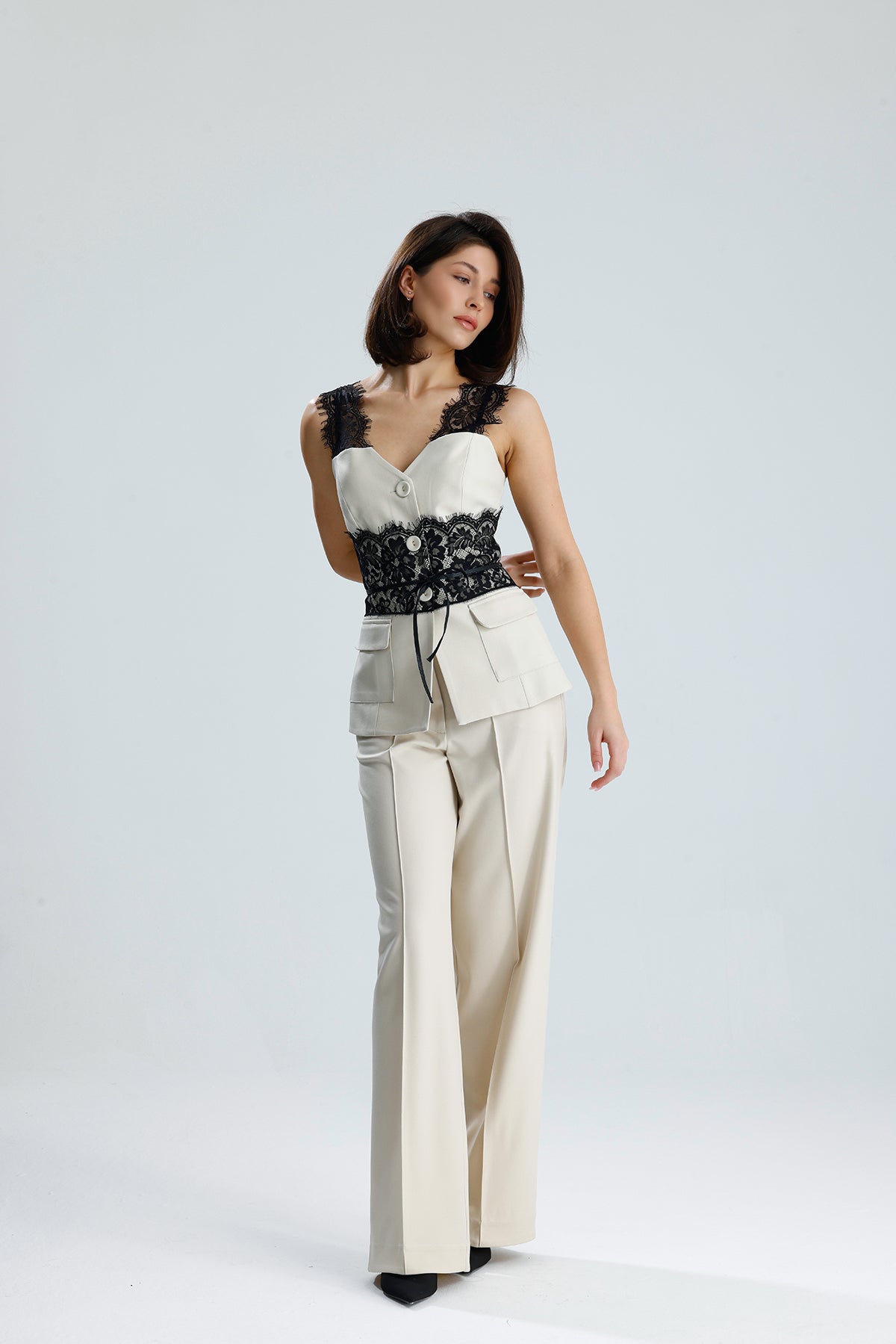 Lace Trim Utility Vest