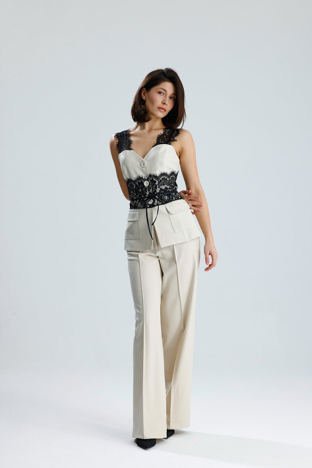 Lace Trim Utility Vest
