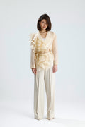 Ivory Cascade Ruffle Blouse