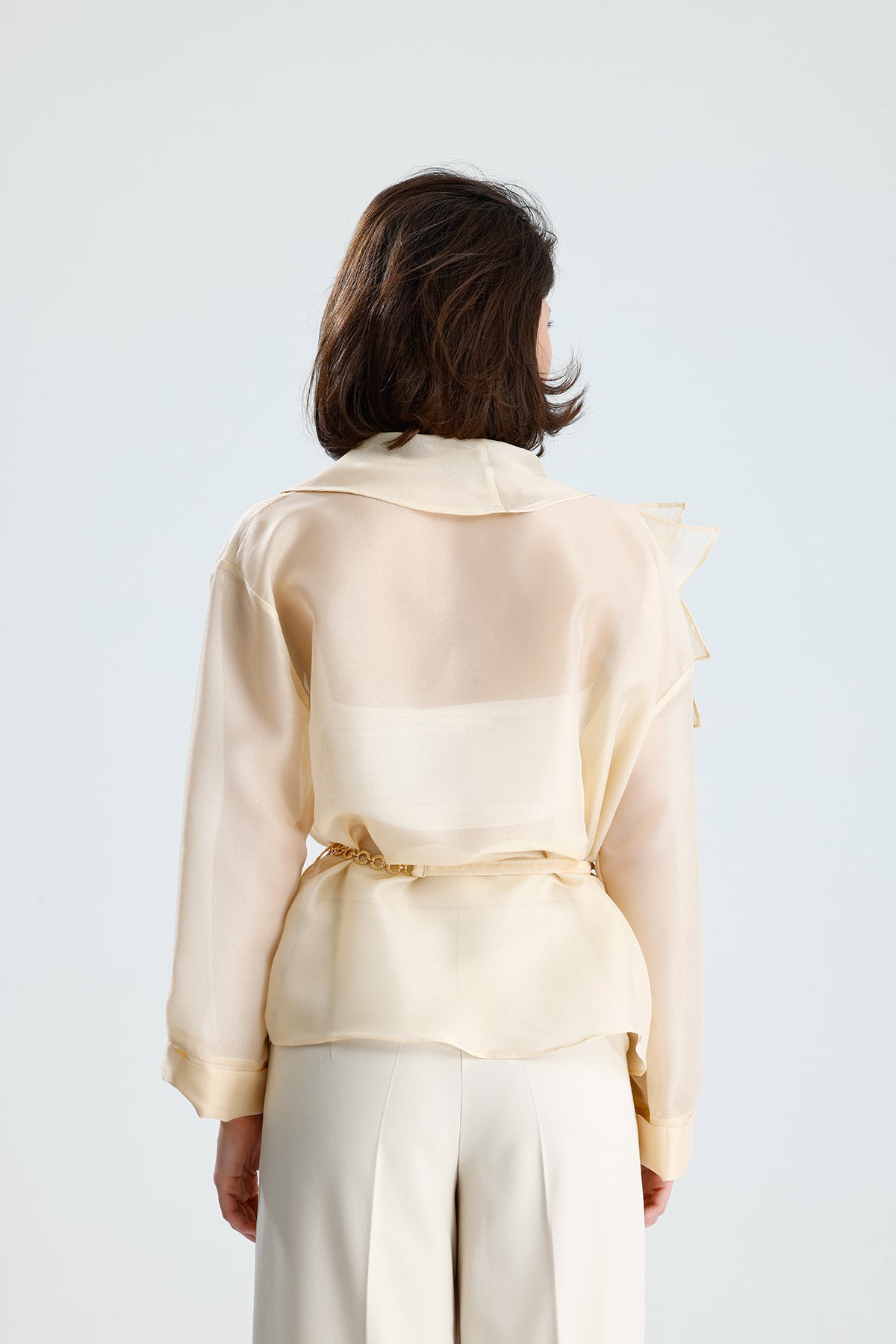 Ivory Cascade Ruffle Blouse