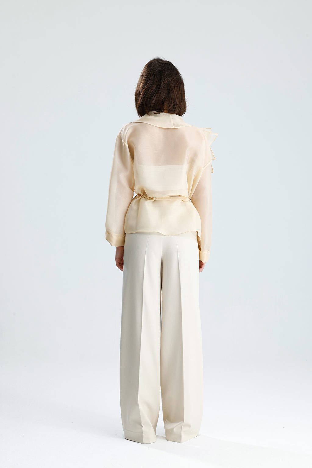 Ivory Cascade Ruffle Blouse