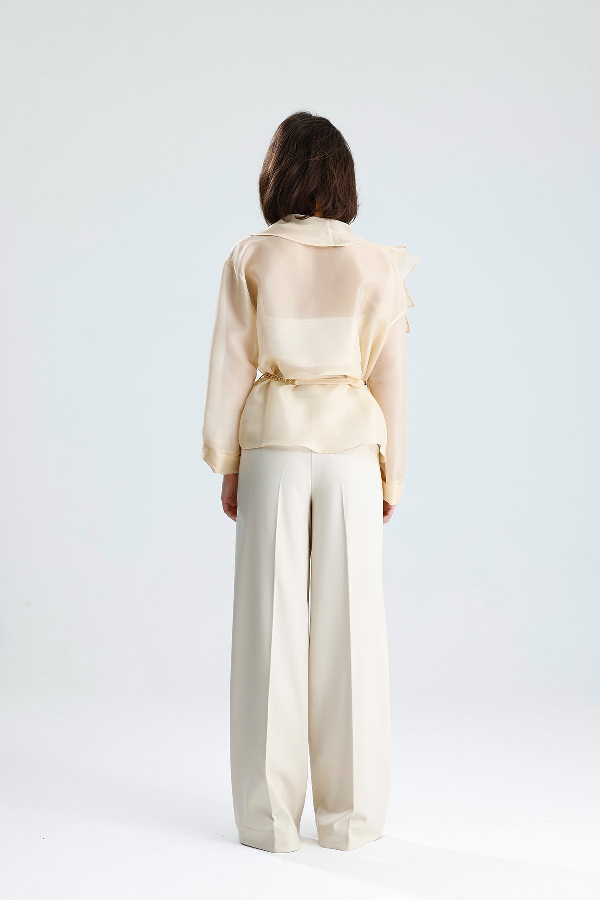 Ivory Cascade Ruffle Blouse