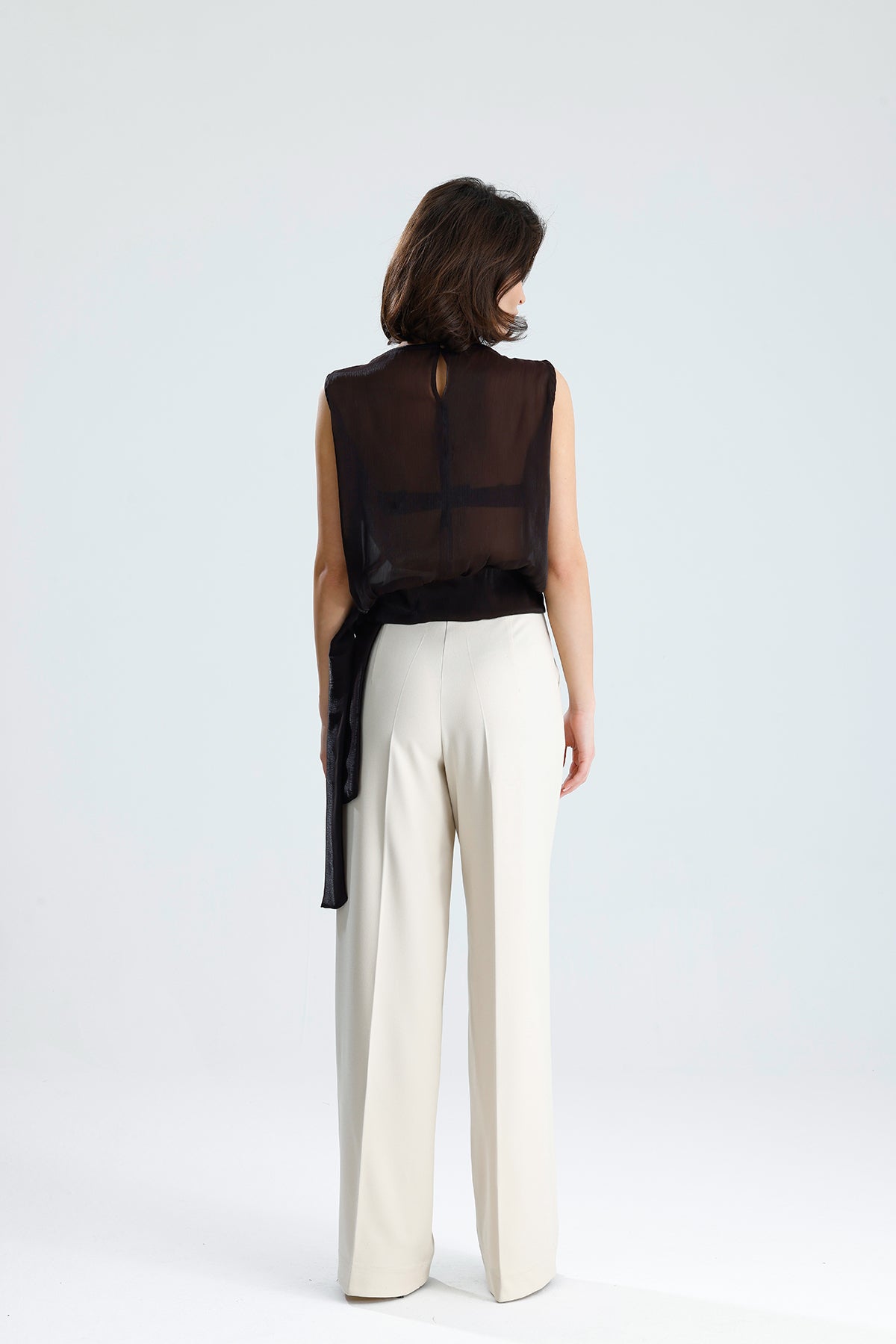 Brown Draped Chiffon Top