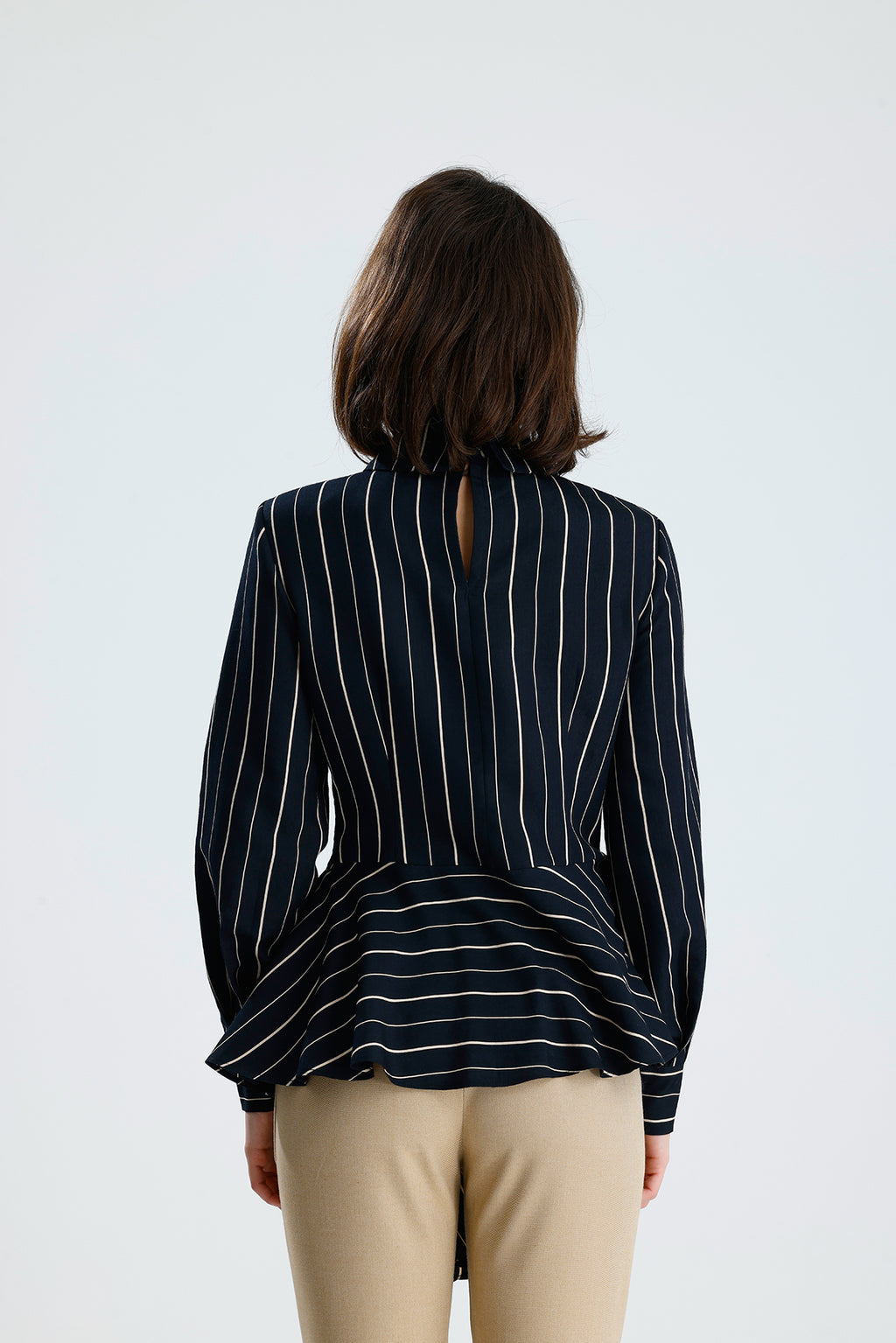 Embellished Cut-Out Striped Blouse