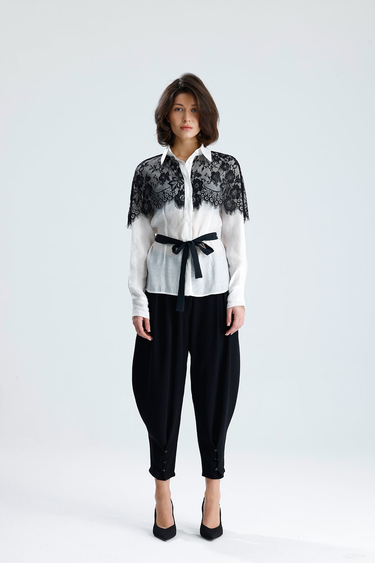 White Lace Overlay Shirt