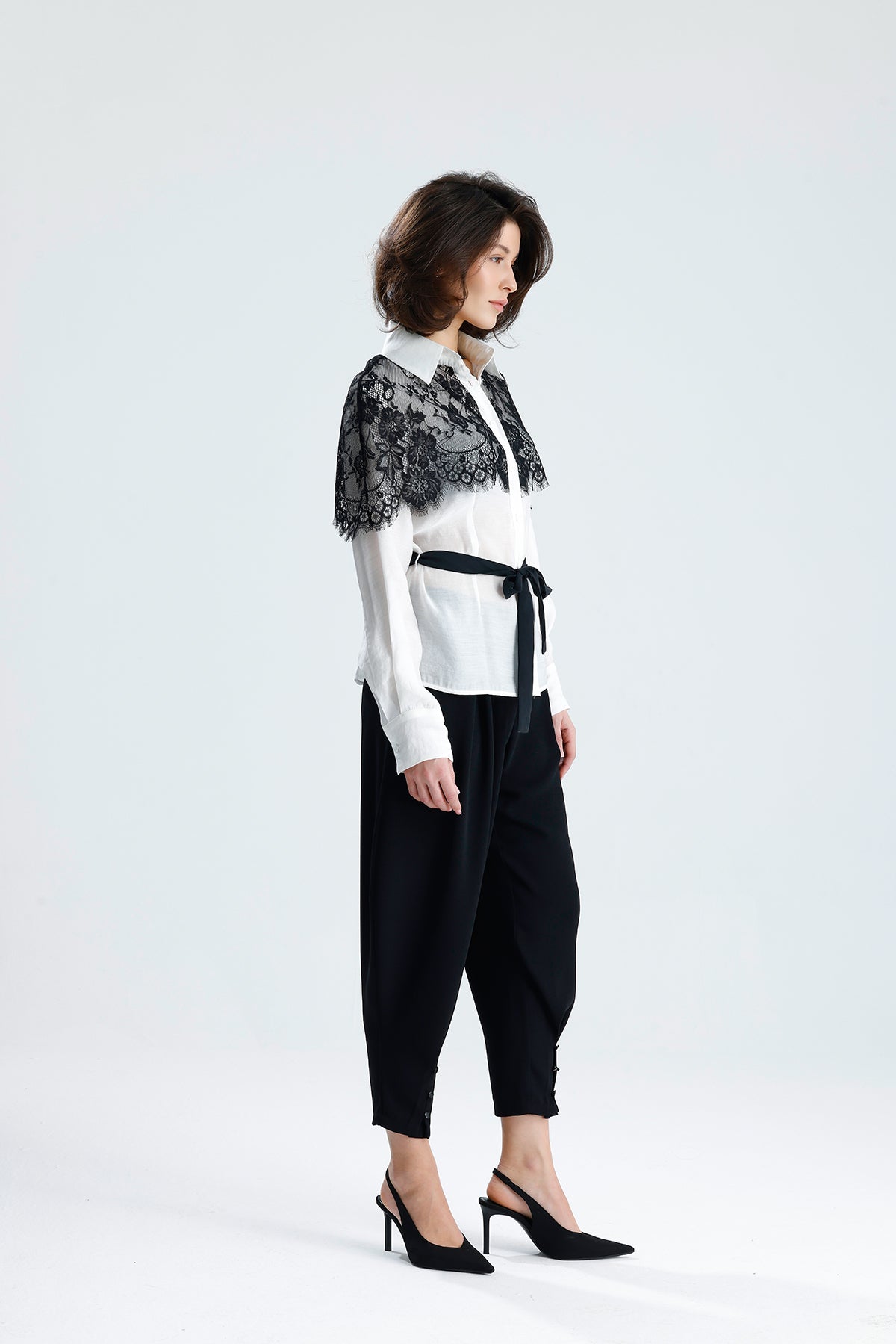 White Lace Overlay Shirt