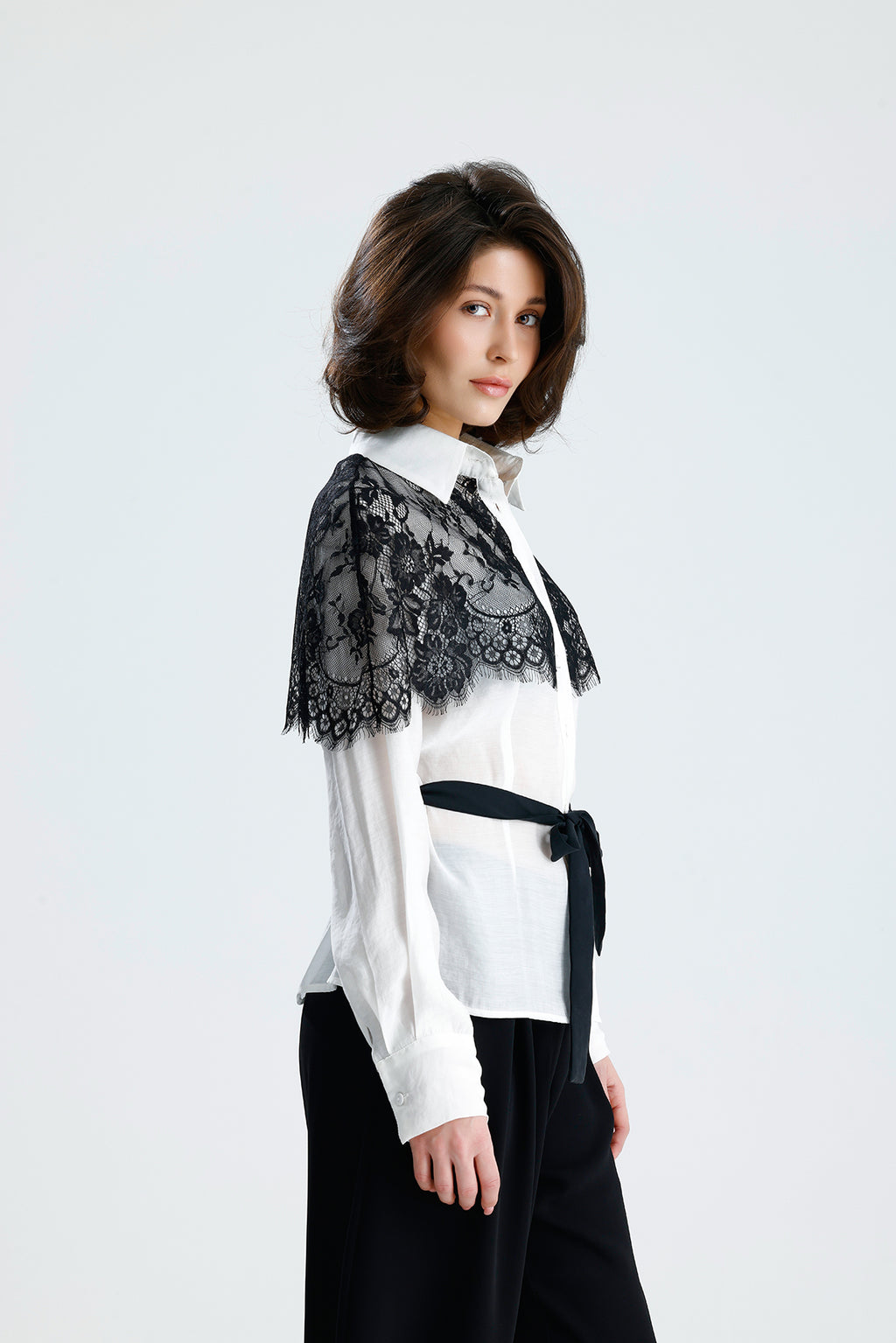 White Lace Overlay Shirt