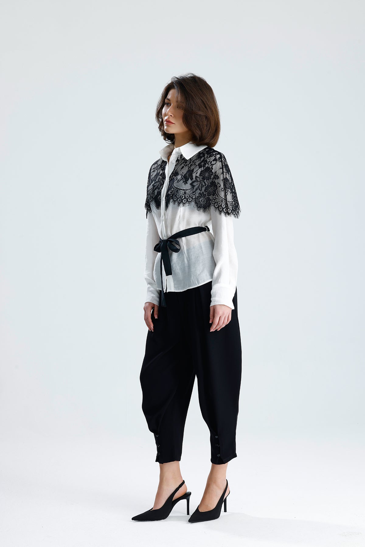 White Lace Overlay Shirt