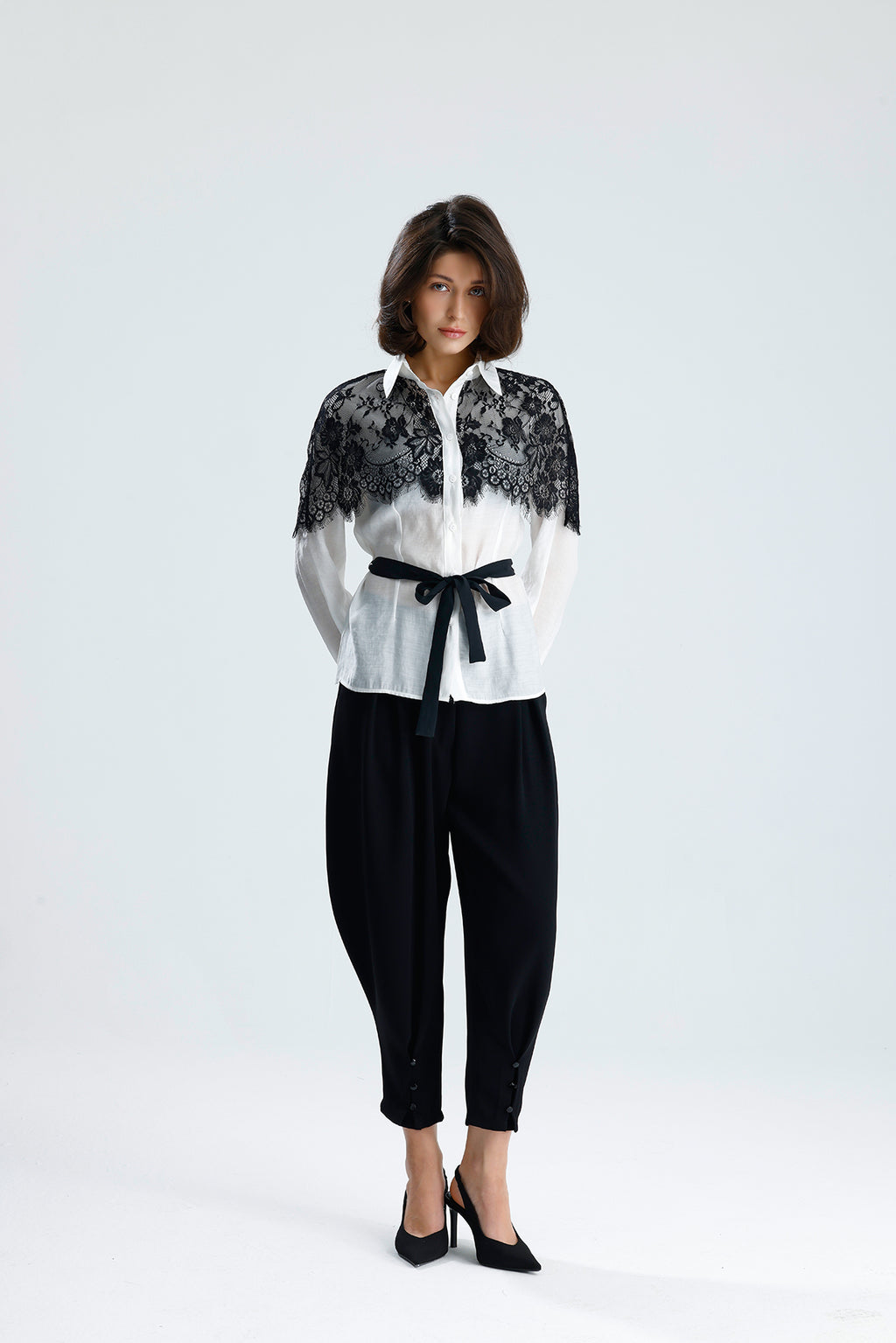 White Lace Overlay Shirt