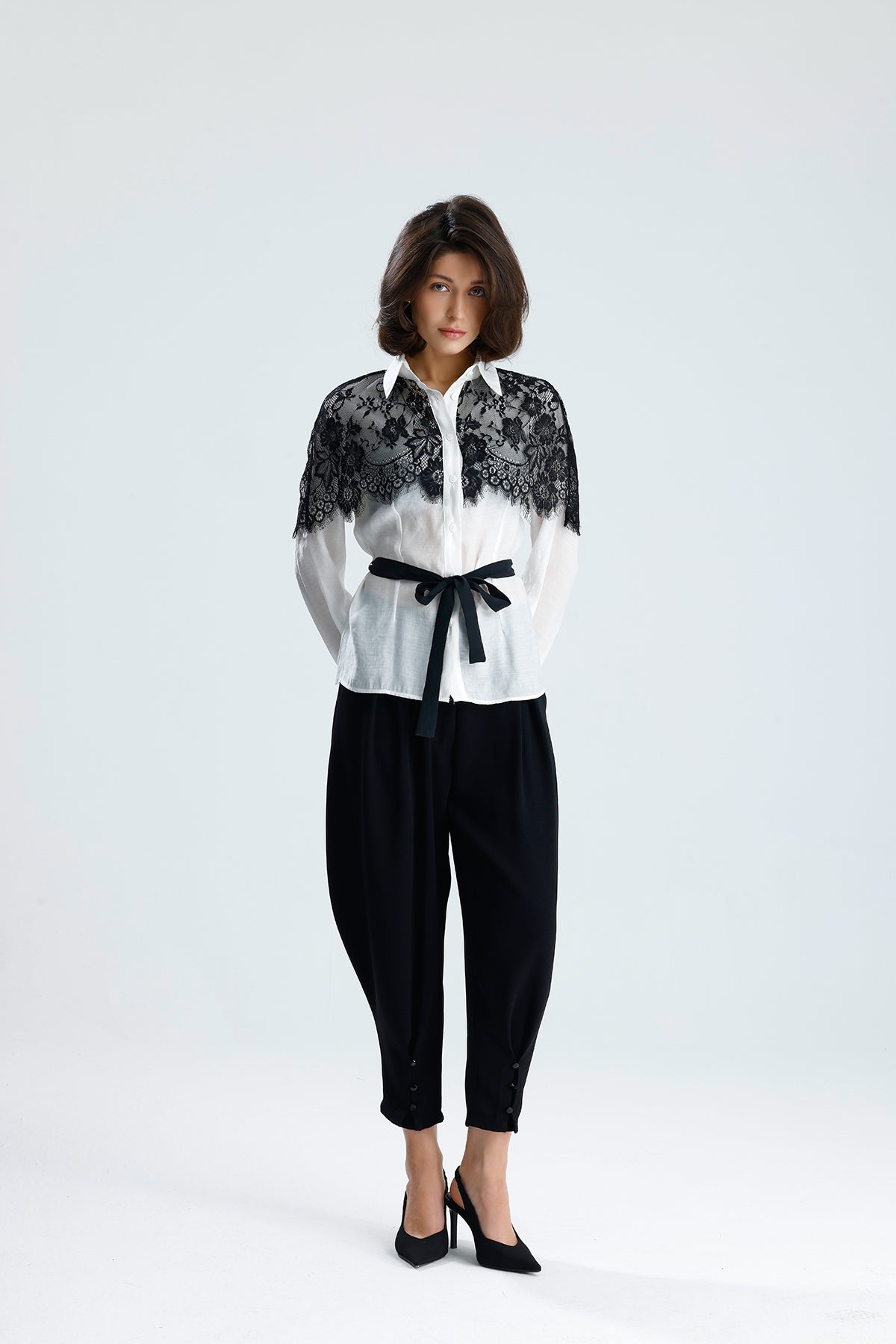 White Lace Overlay Shirt