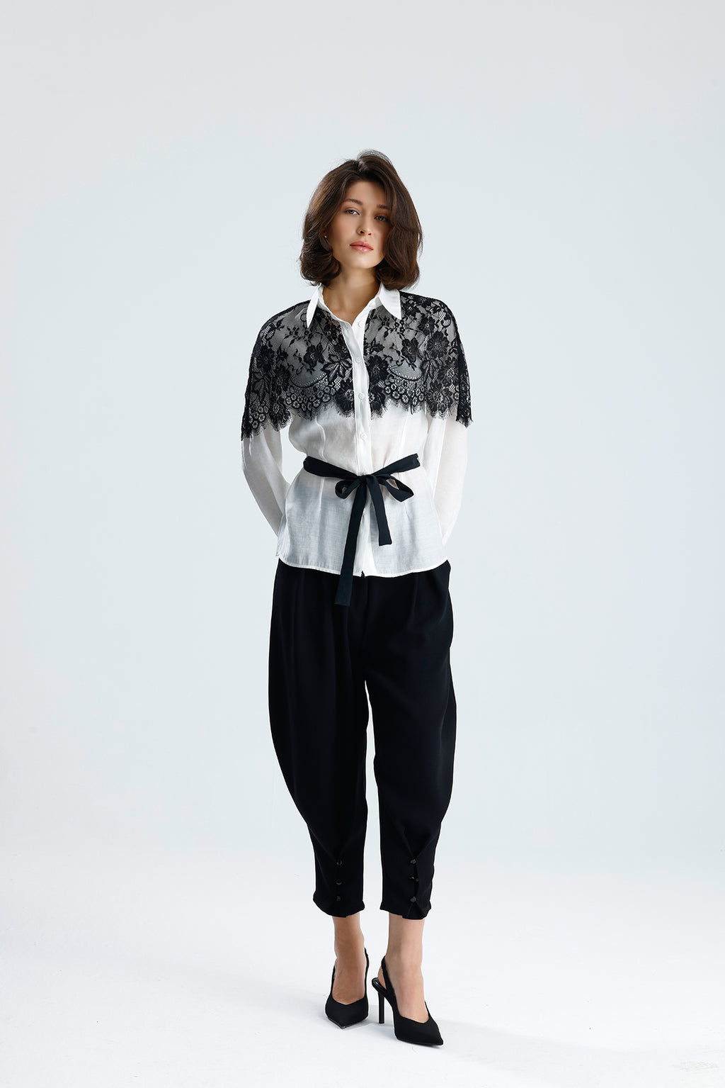 White Lace Overlay Shirt