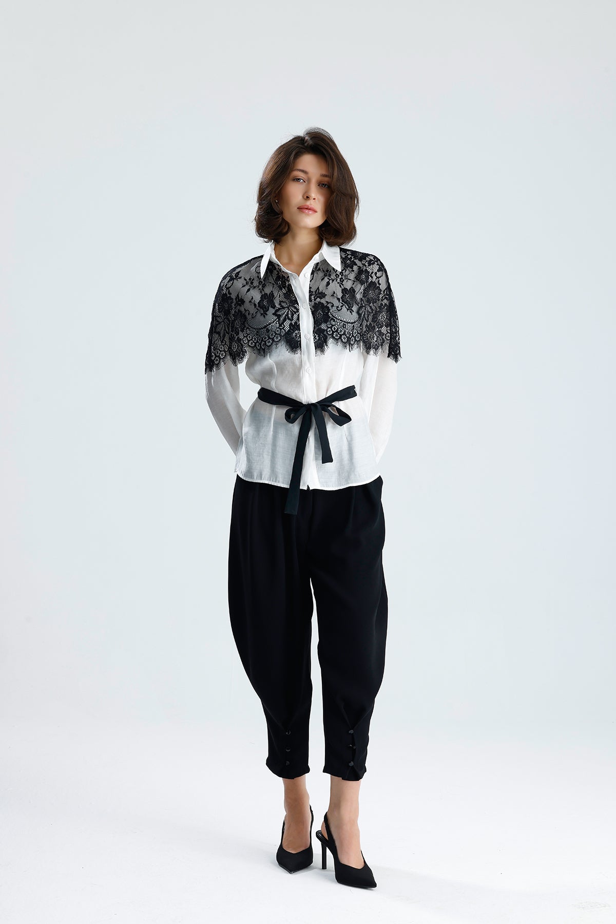 White Lace Overlay Shirt