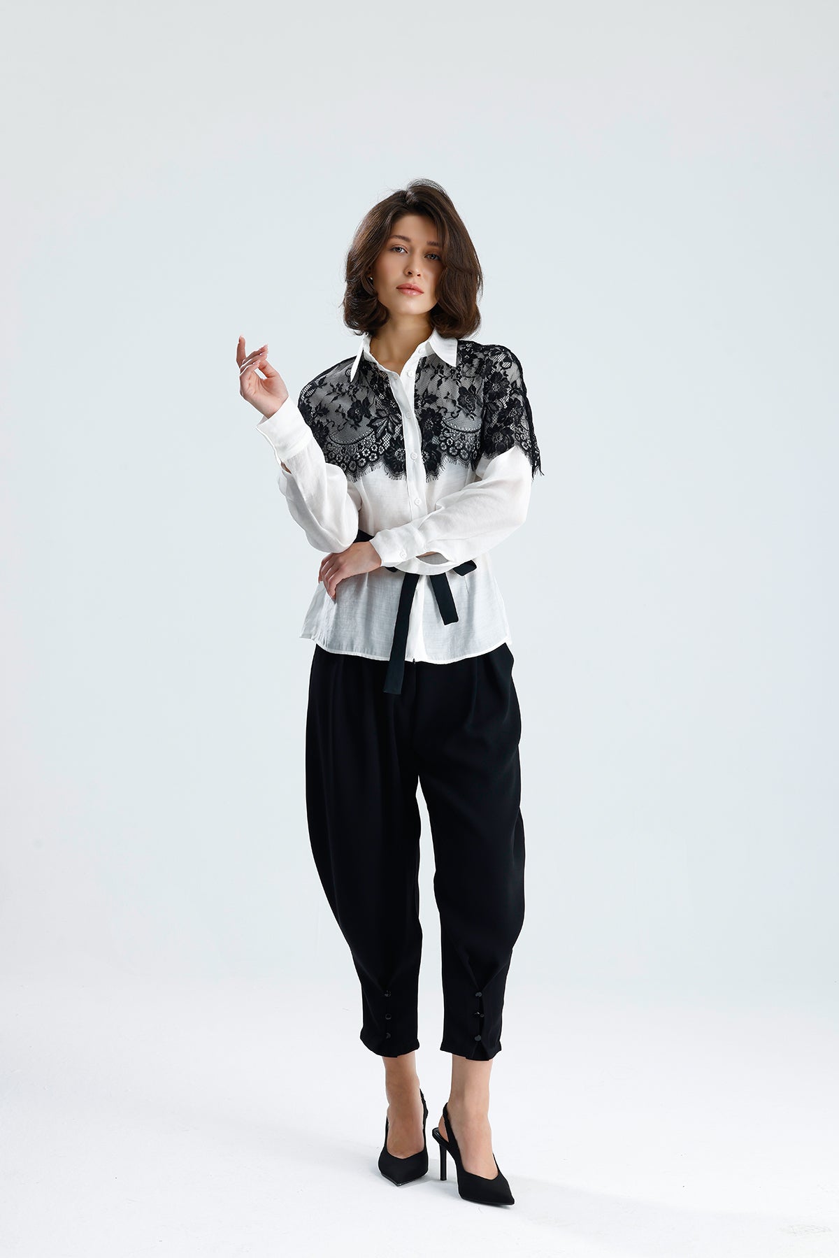 White Lace Overlay Shirt