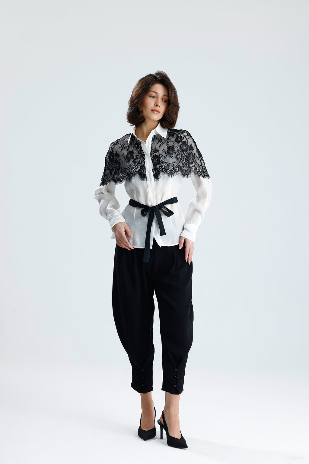 White Lace Overlay Shirt