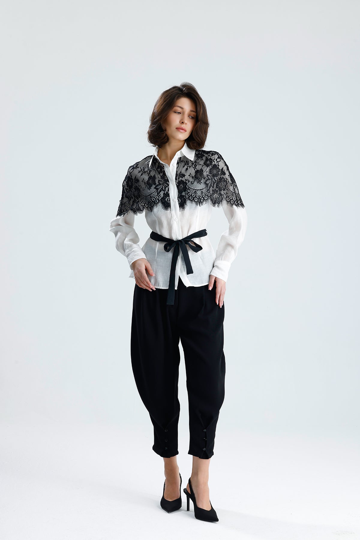 White Lace Overlay Shirt