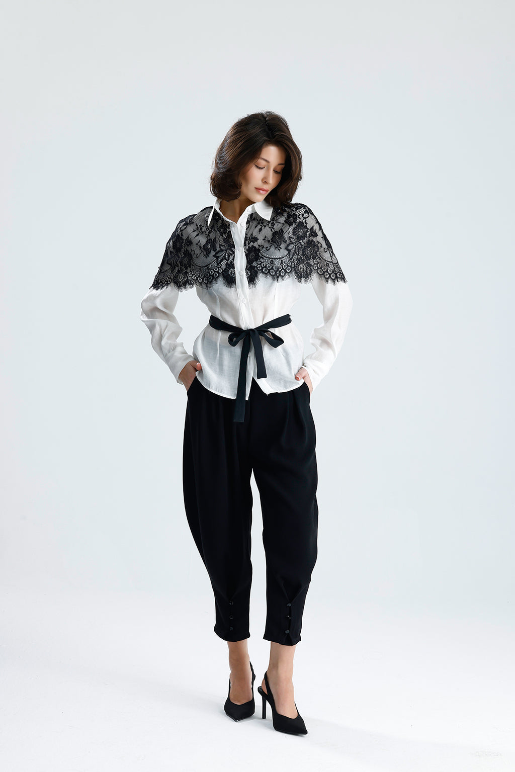 White Lace Overlay Shirt